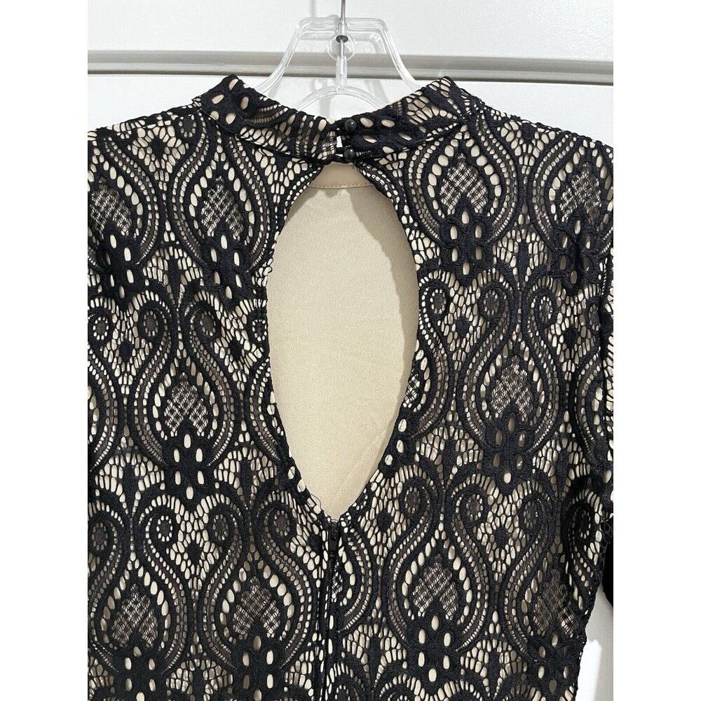 Crystal Doll Y2K Black lace open keyhole back cocktail dress evening party small - Picture 5 of 10